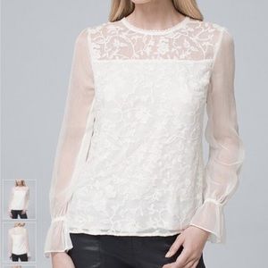 WHITEHOUSEBLACKMARKET White Long Sleeves Blouse